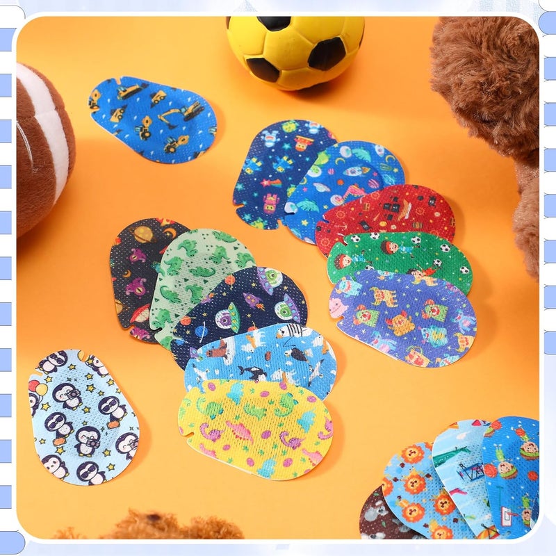 Copkim 100 Pcs Adhesive Eye Patches for Kids Boys 20 Styles Breathable Boy Eye Patch Bulk Light Blocking Cotton Adhesive Bandages for Toddler Boys, 3 x 2 Inch - Image 5